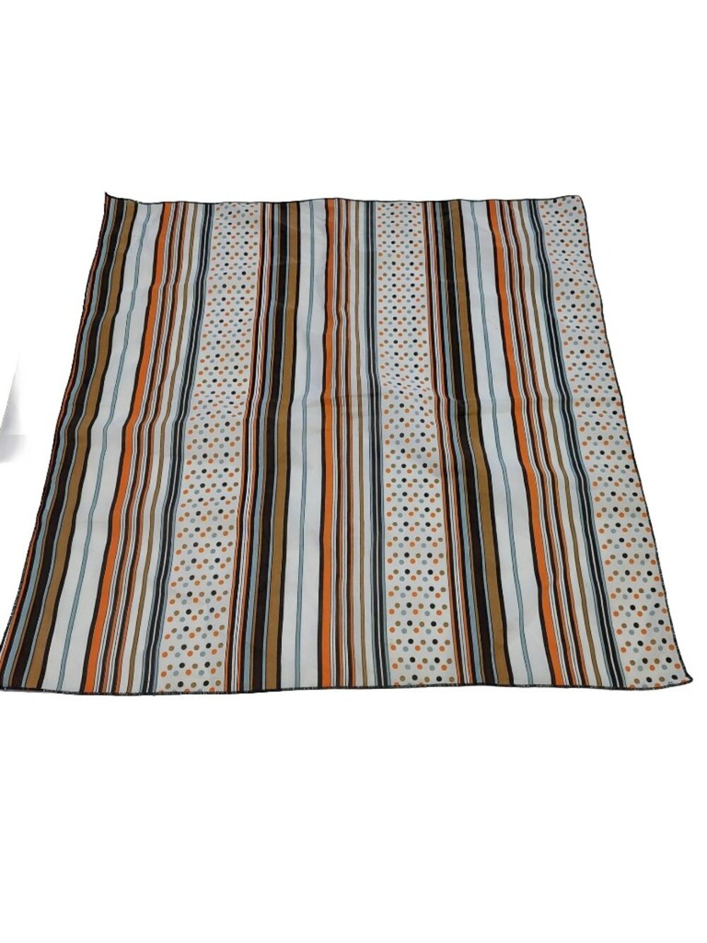 Vintage Multi-colored Square Scarf White Brown Orange Striped Dots 21"